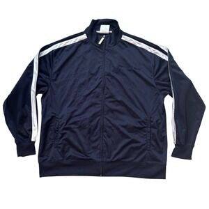 AND1‎ Track Jacket Full Zip Athletic Warm Up Navy Blue White Stripe Mens XXL
